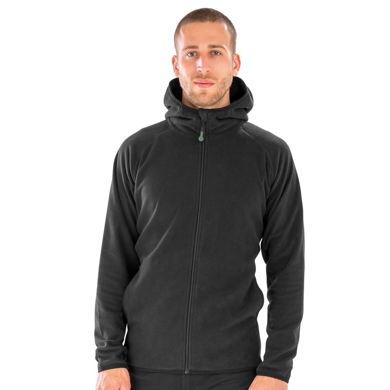 Recycled hooded microfleece jacket - Black XS
